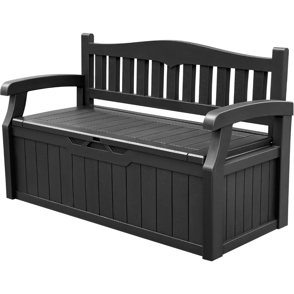 80 Gallon Storage Bench Deck Box Lockable for Patio Furniture.