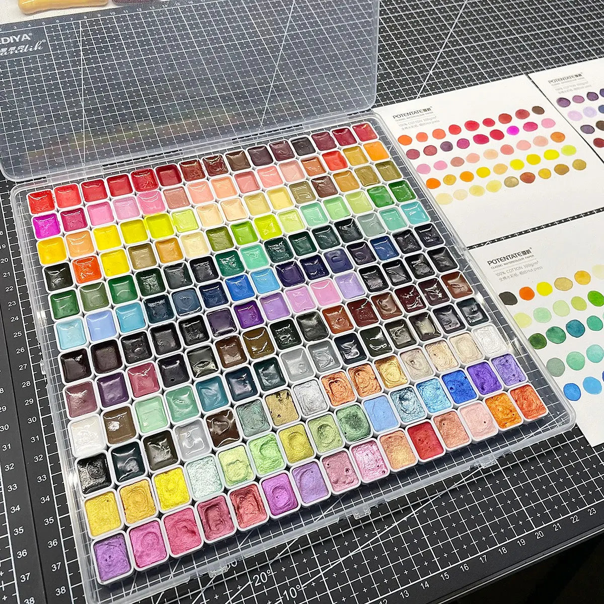 180Pcs Watercolor Paint Set with 8Pcs Brush Professional, Watercolor Brush Solid Pigment Portable Kit Starry Colors for Painting