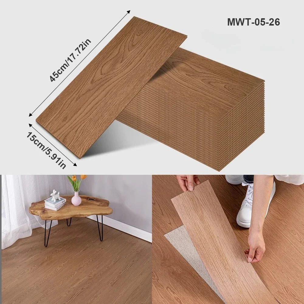 Thicken Wood Grain Floor Sticker Industrial Cement PVC Vinyl Floor Sticker Self-adhesive Waterproof Tile Sticker Home Decor