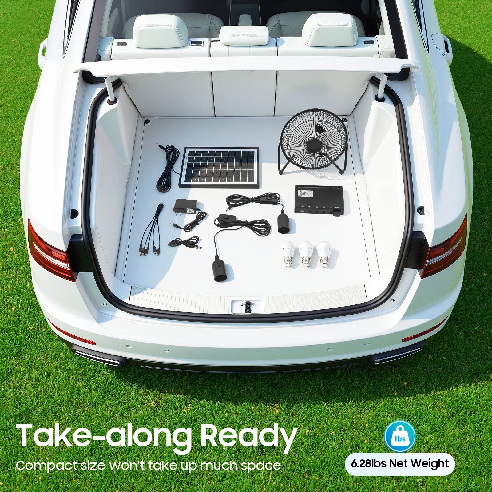 Solar Powered Fan with 3 Bulbs Air Extractor 110V Black Ventilator US Standard Freestanding for Small Greenhouses,Chicken Coops