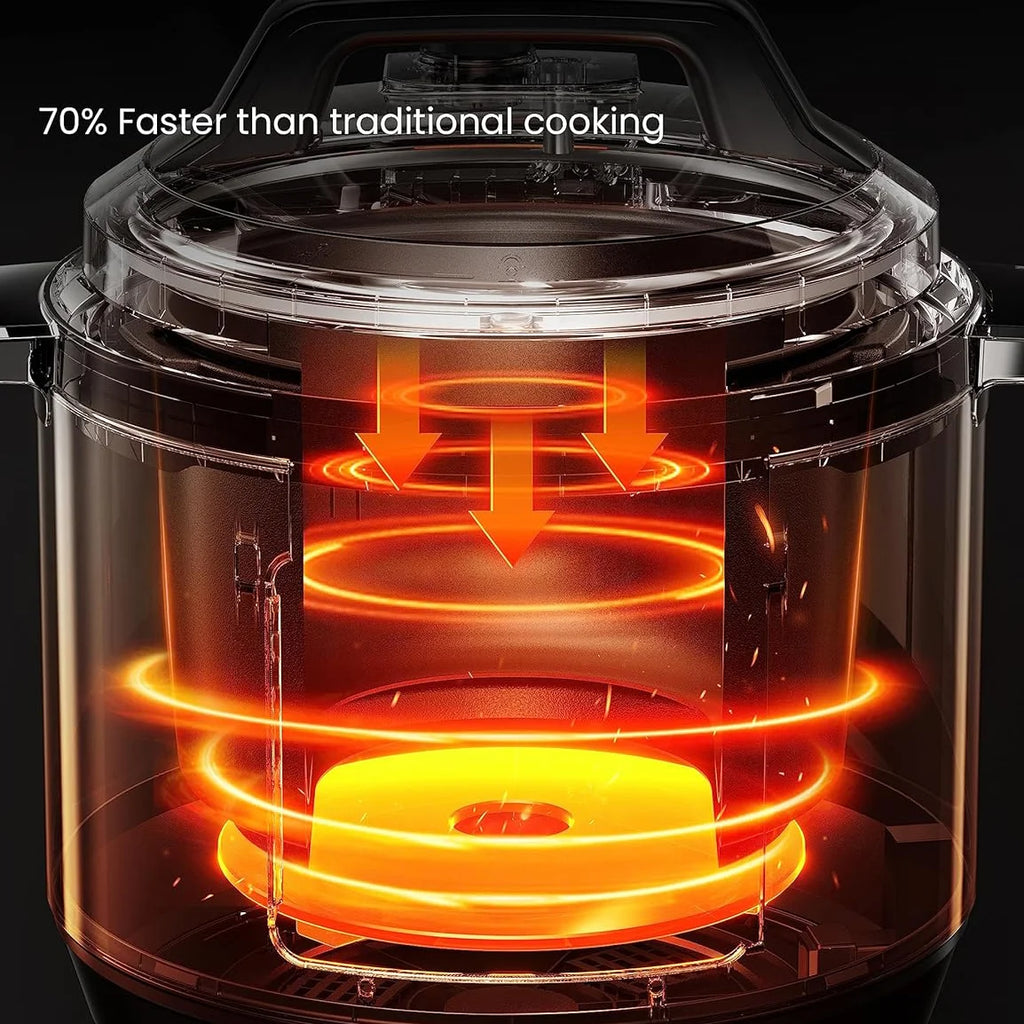 9-in-1 Multi Cooker 6-Liter 1000W Stainless Steel Programmable Pressure Cooker Slow Cooker Rice Maker Steamer Sauté Pan