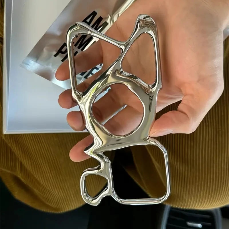 Hollow Electroplated Silver Magnetic Phone Case.