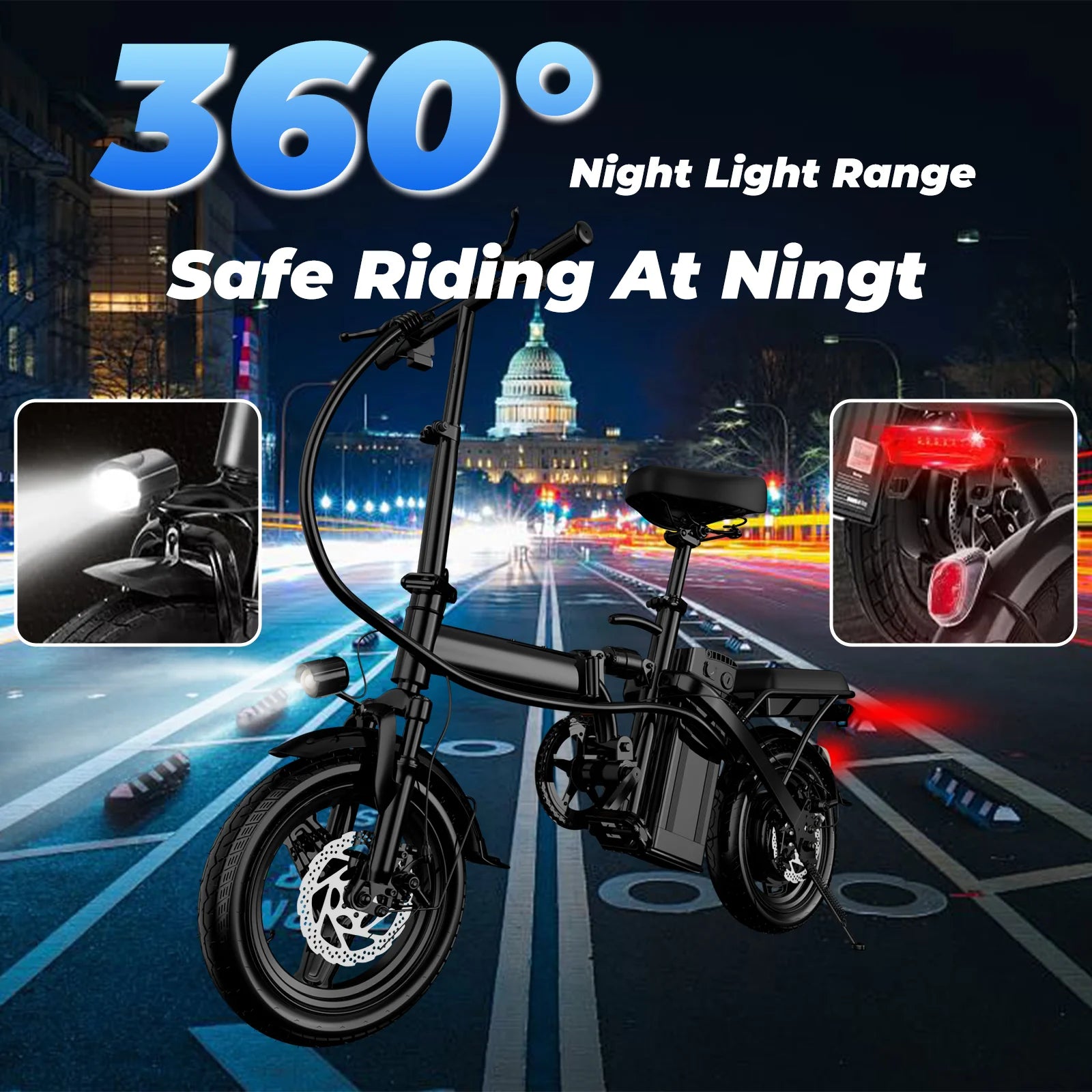 500W Electric Bike, 20 MPH, 48V 10.4Ah Removable Battery, 14 Inch Folding Electric Bike.