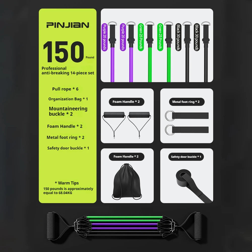 Multi-function Tensioner Suit Muscle Training Belt Elastic Bands Portable Fitness Equipment