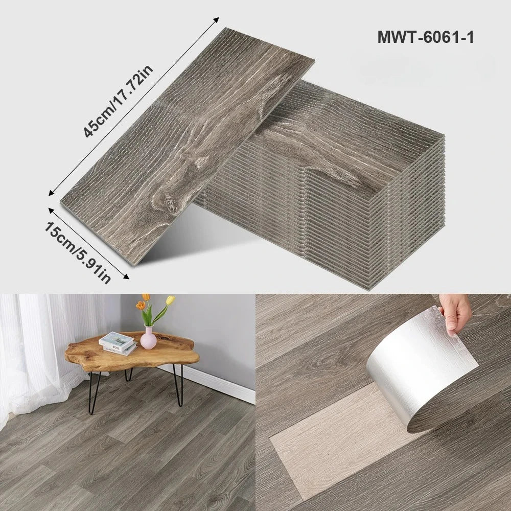 Thicken Wood Grain Floor Sticker Industrial Cement PVC Vinyl Floor Sticker Self-adhesive Waterproof Tile Sticker Home Decor