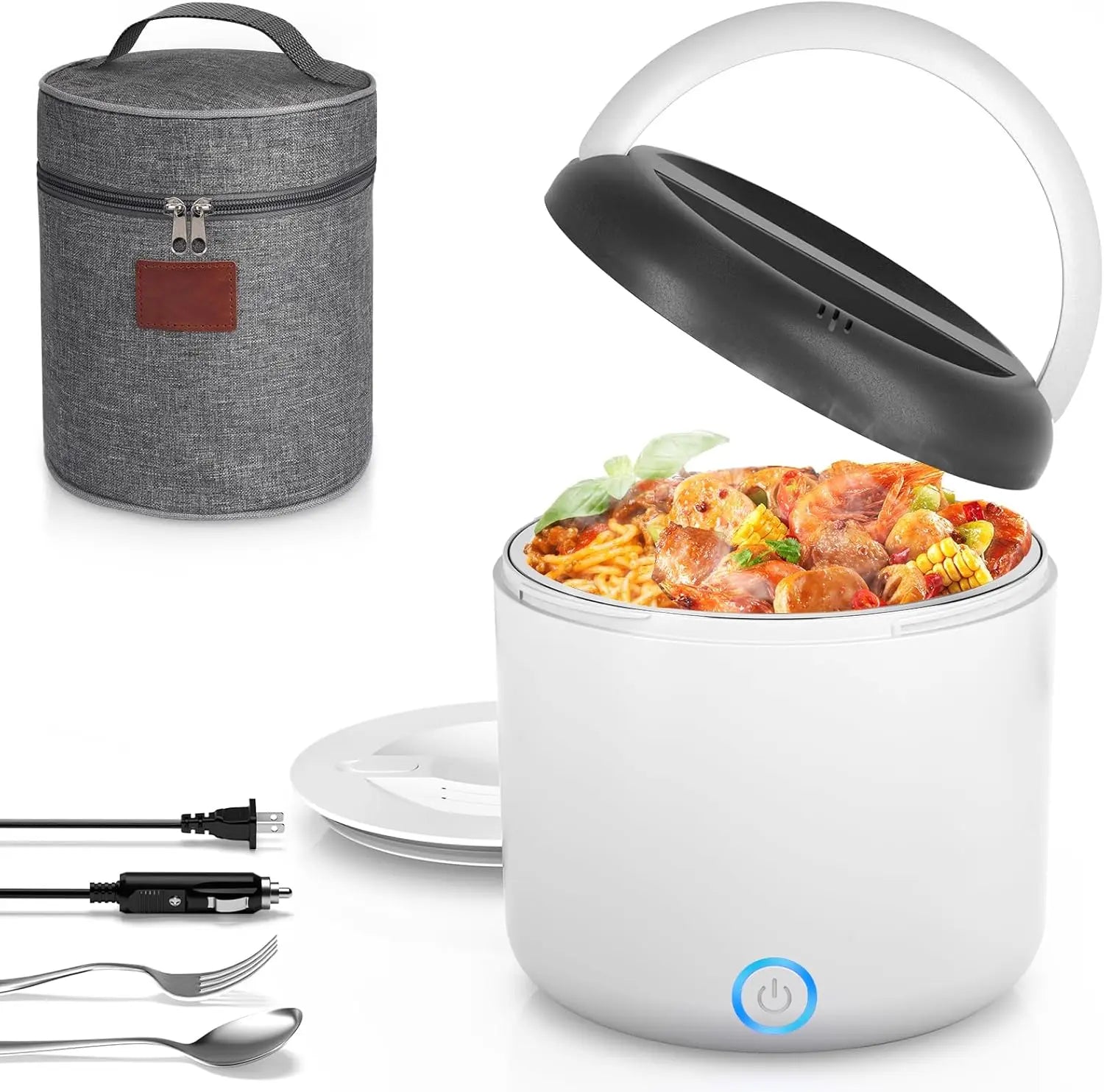 Electric Portable Heated Lunch Box, Stainless Steel Container.