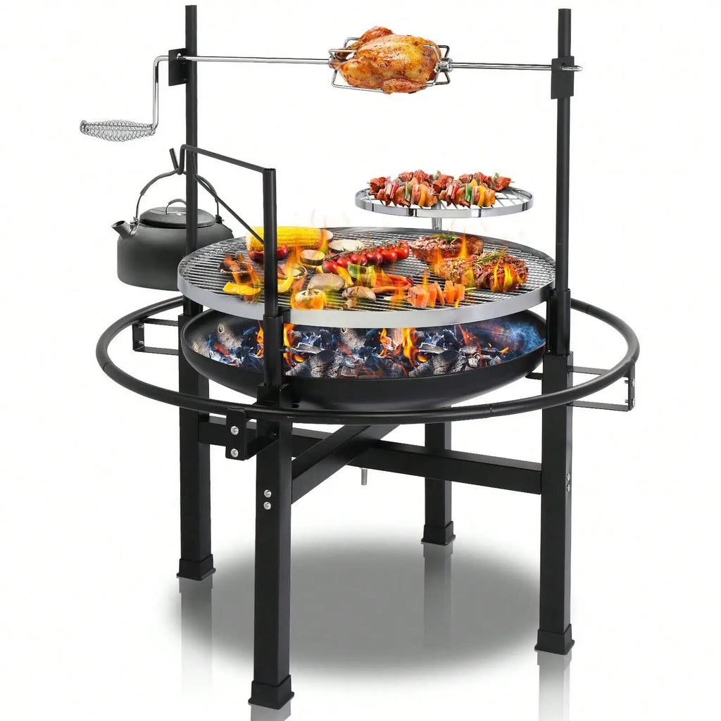 Heavy Duty Cast Iron Charcoal Grill Tabletop BBQ Grill Stove for Camping Picnic