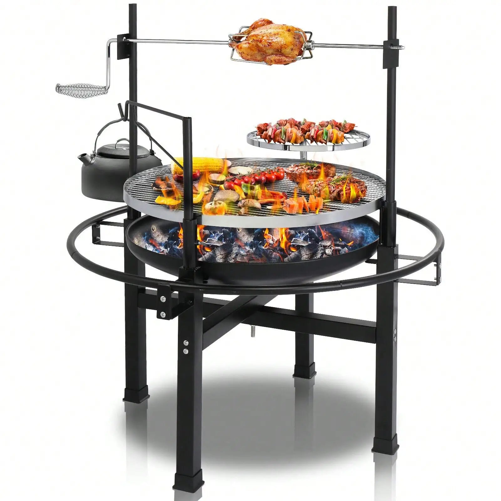 Heavy Duty Cast Iron Charcoal Grill Tabletop BBQ Grill Stove for Camping Picnic