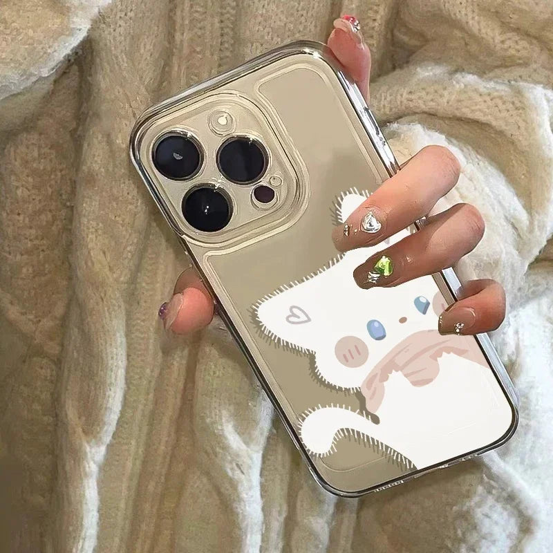 Cartoon Black White Cat Clear Cover.