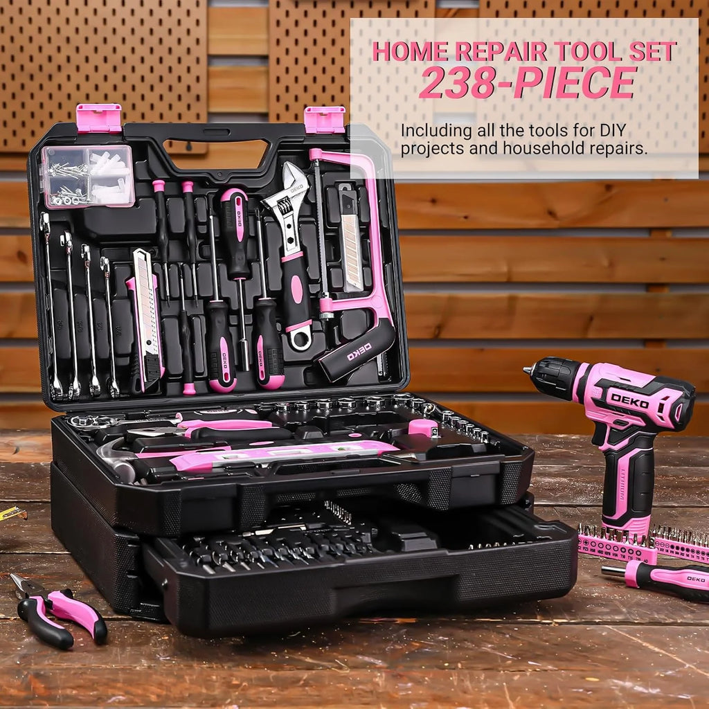 Toolbox with 12V Power Cordless Drill and Storage Organizer Drawer Case