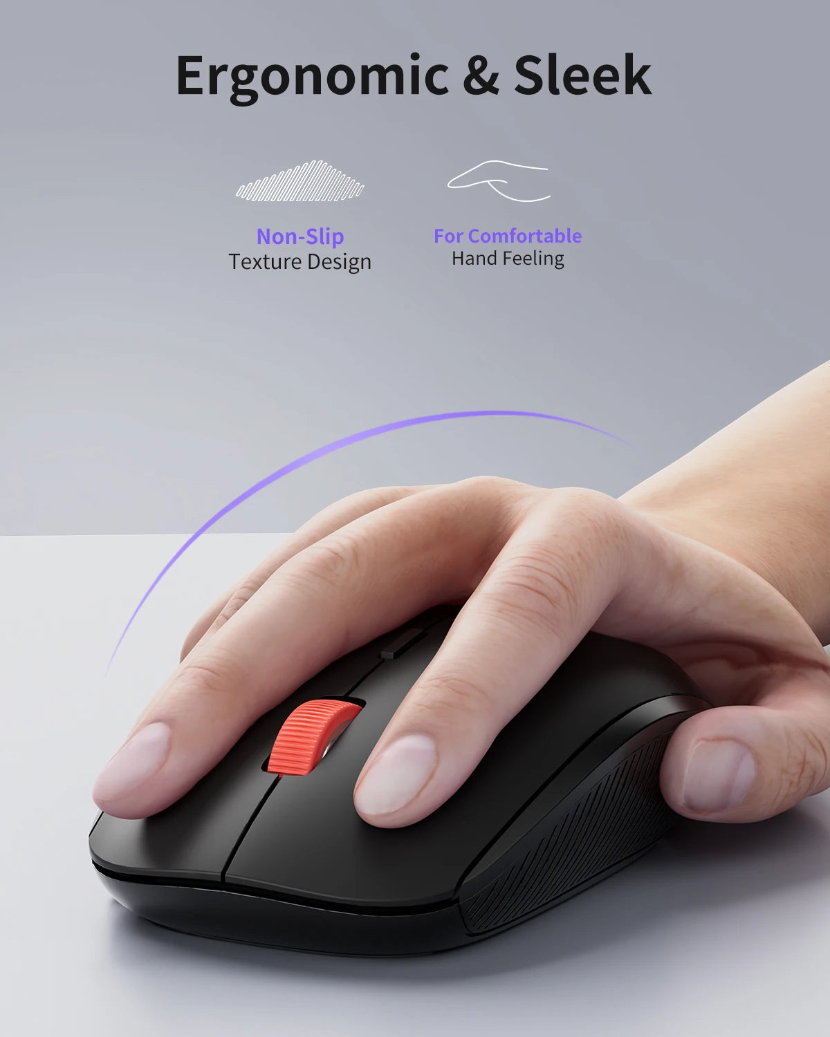 Wireless Mouse 2.4G Slim Mini Cordless Mouse Ergonomic Grips 5Level Adjustable 4000DPI Portable Optical Computer Mice