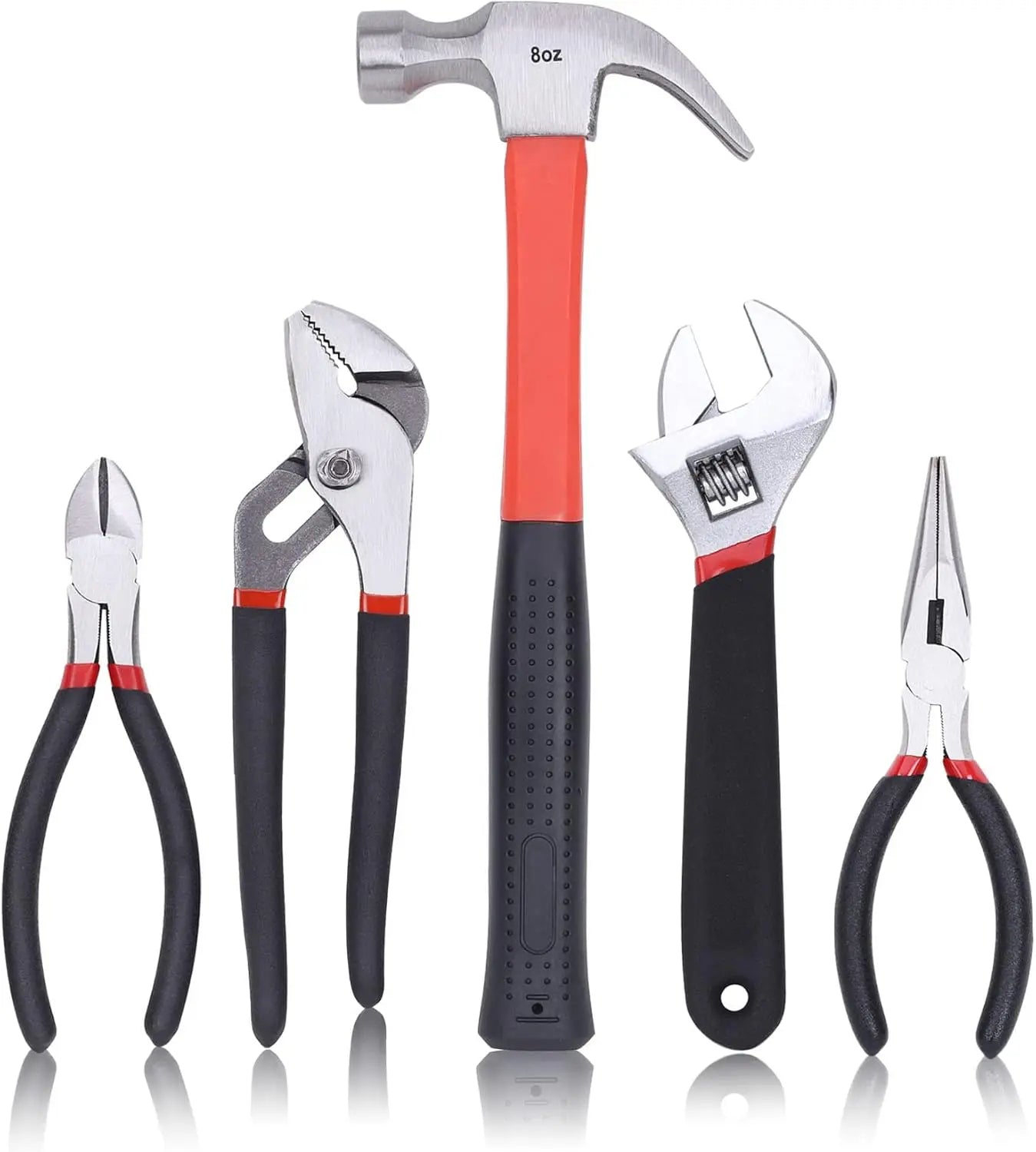 215-Piece Home Repair Tool Set with 12-Inch Storage Bag, Household Hand Kit in Red