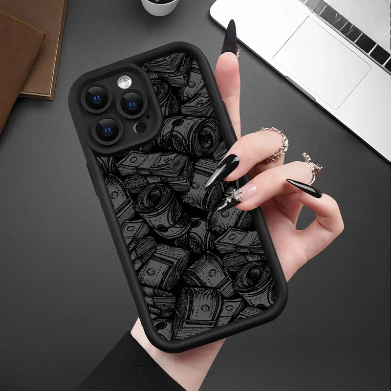 Banknote pattern phone case with soft silicone case.