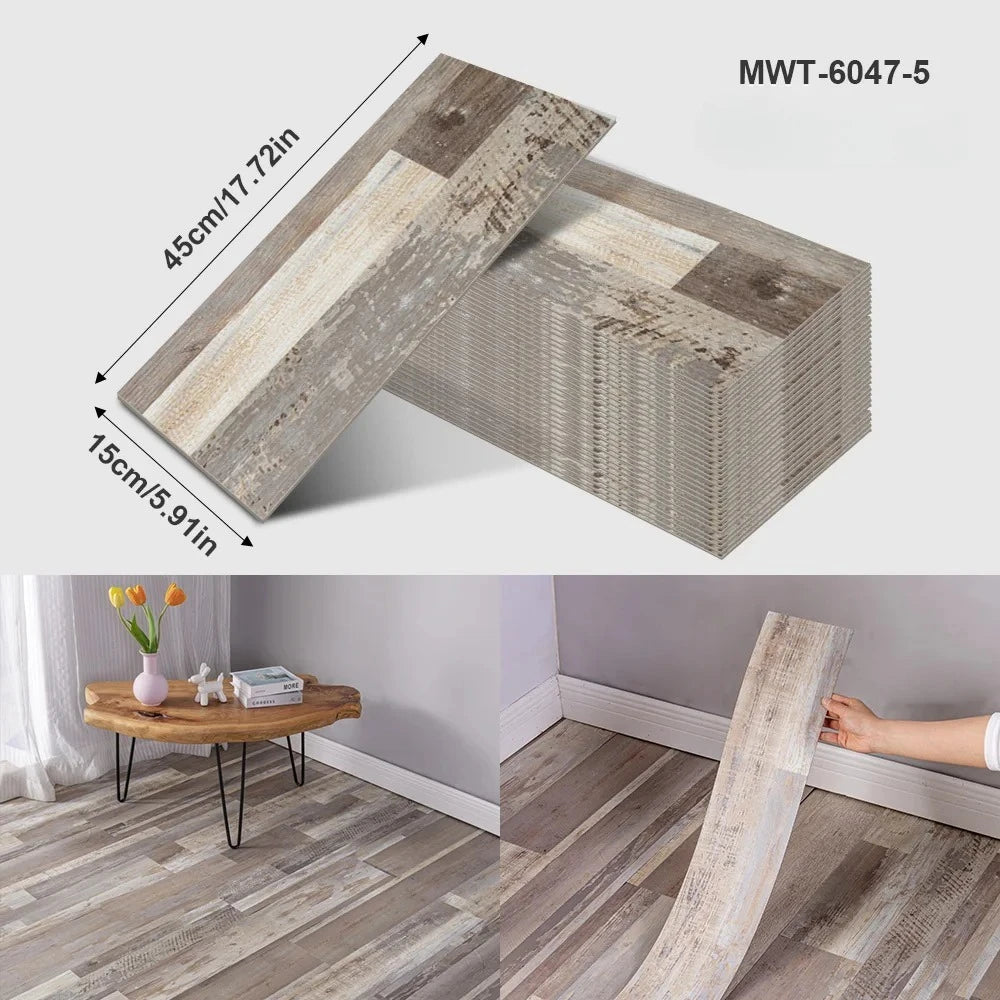 Thicken Wood Grain Floor Sticker Industrial Cement PVC Vinyl Floor Sticker Self-adhesive Waterproof Tile Sticker Home Decor