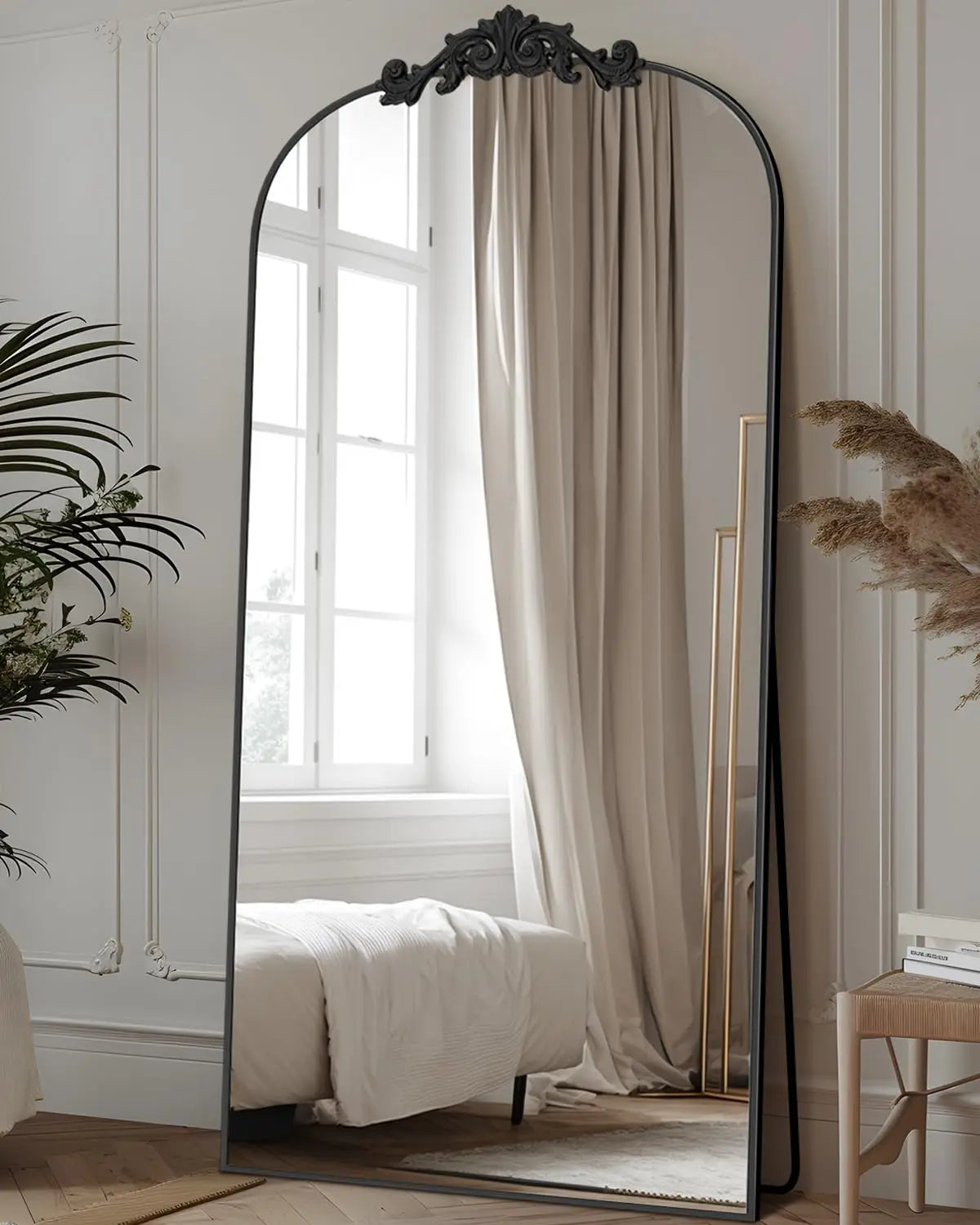 Antok Full Length Mirror, 71"x28" Floor Mirror with Carved Standing Halling for Bedroom Living Room Cloakroom,