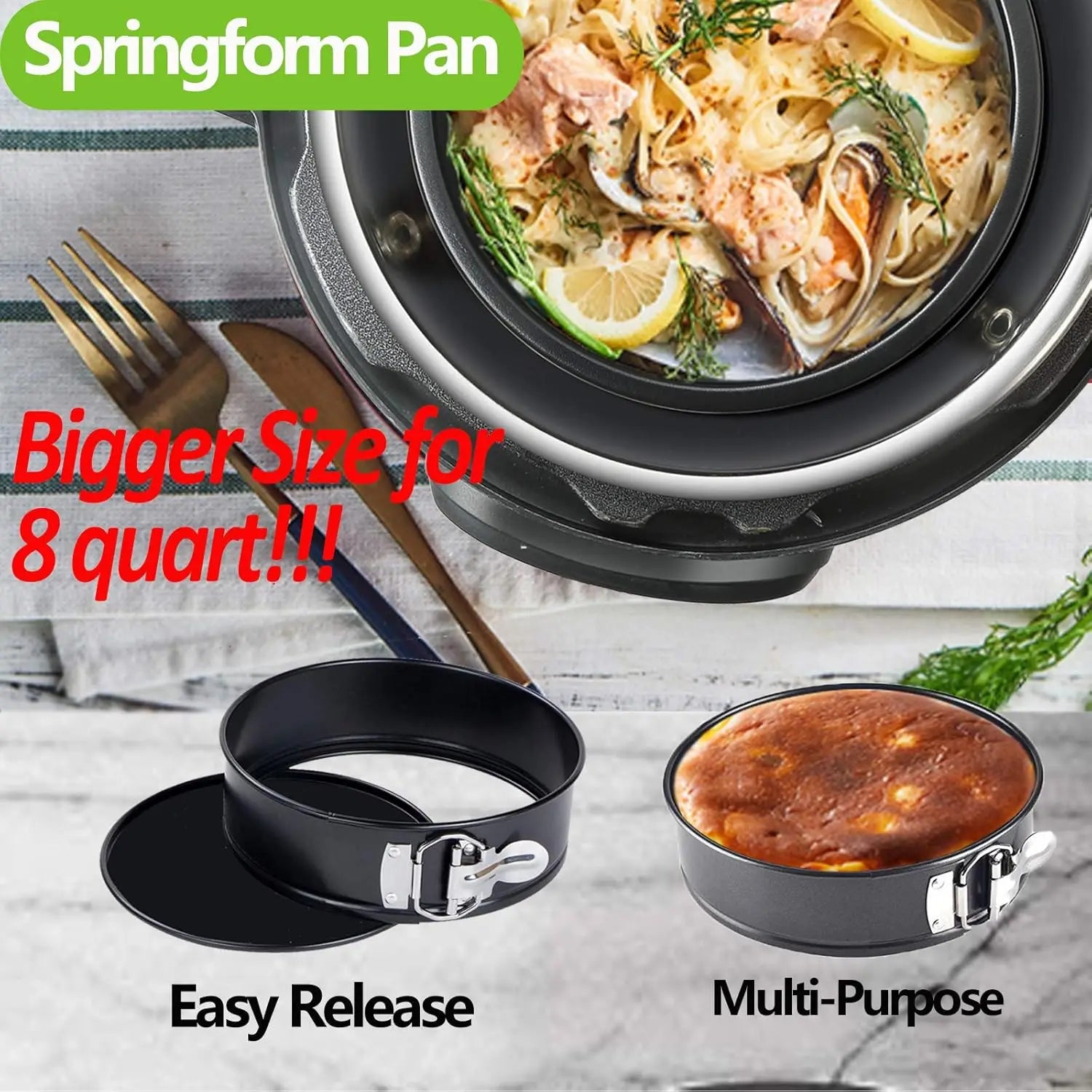 8 Quart Pressure Cooker Accessories Set - Steamer Basket, Glass Lid, Silicone Rings & More for Cooking