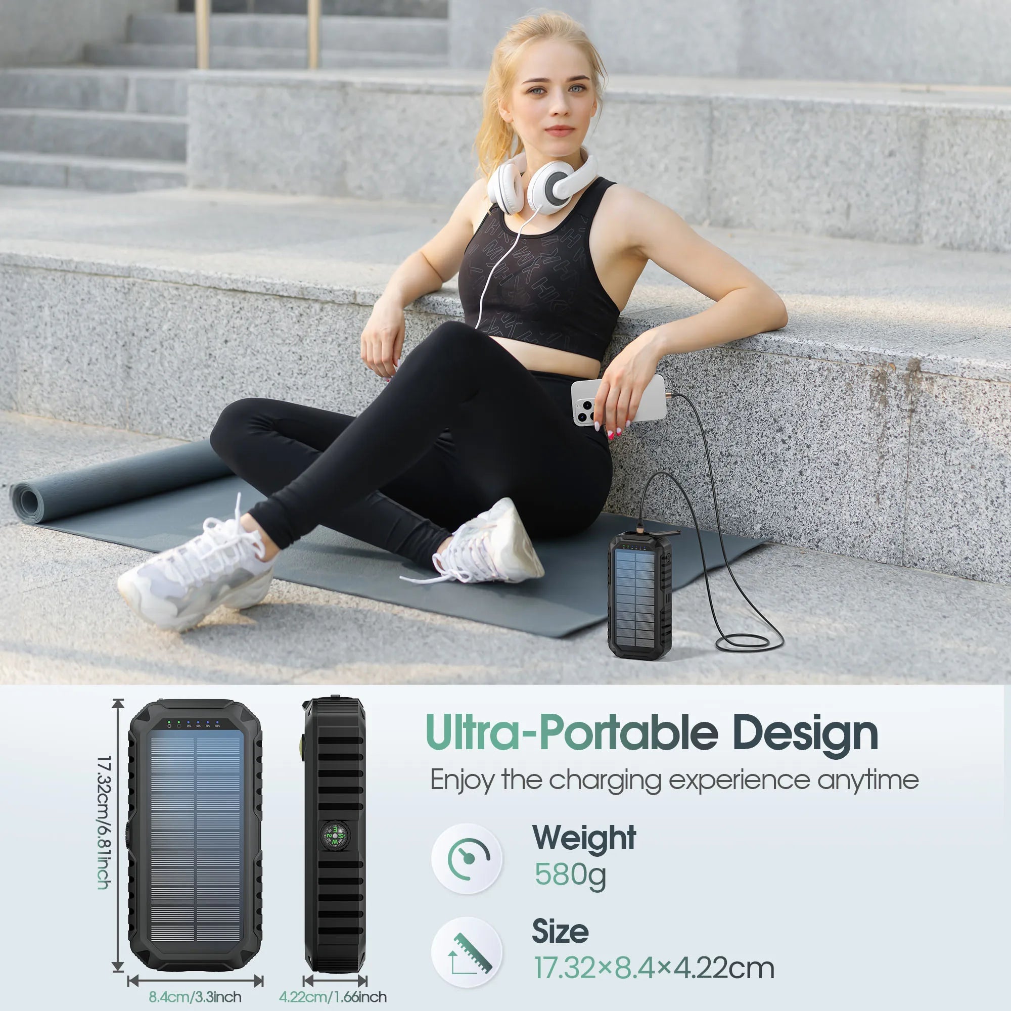 Solar Power Bank with Hand Crank.
