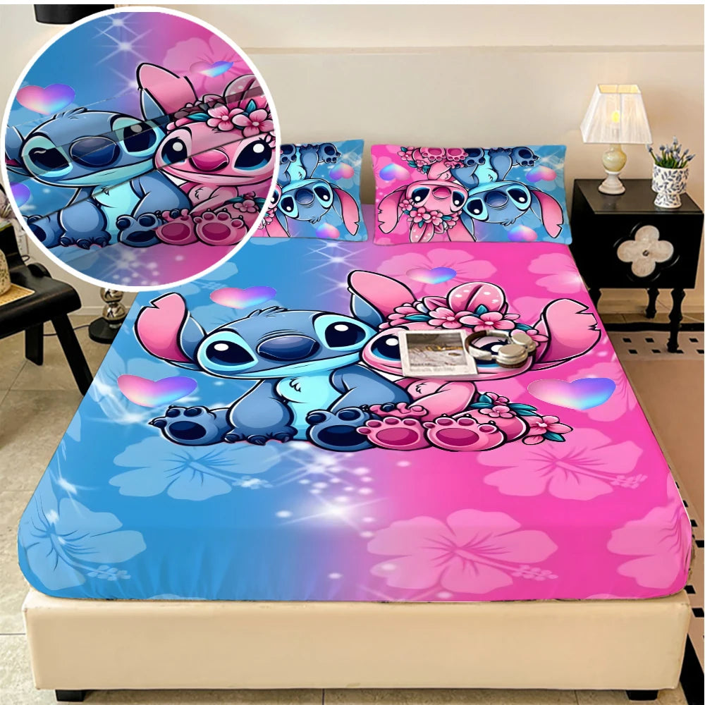 Disney Stitch stretch bed sheets, double bed sheets, soft and warm velvet bedspreads, mattress covers, sheet protection covers,