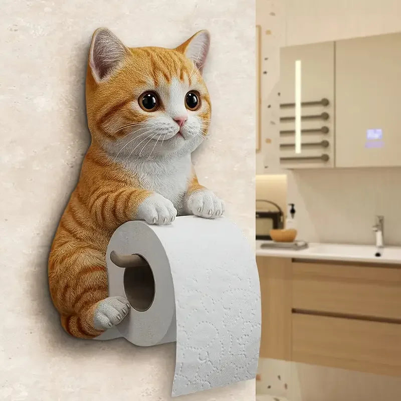 Cat Toilet Paper Holder Cat Toilet Roll Holder Wall Mounted Roll Rack Cute Dispenser