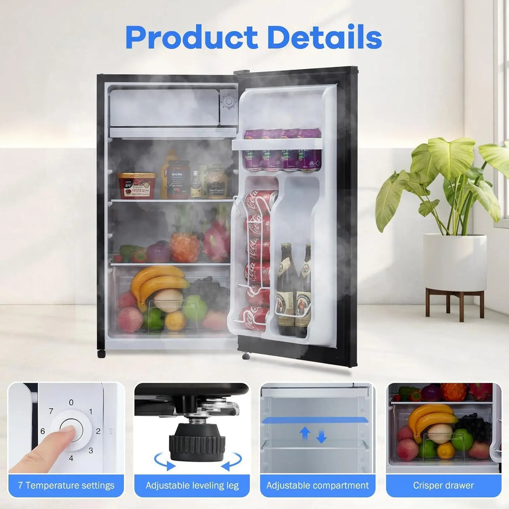 4.3 Cu.Ft Mini Fridge With Freezer, Single Door Refrigerator.