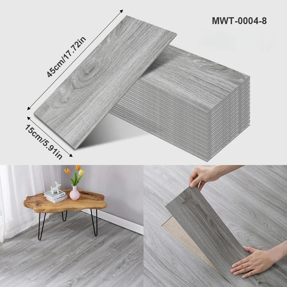 Thicken Wood Grain Floor Sticker Industrial Cement PVC Vinyl Floor Sticker Self-adhesive Waterproof Tile Sticker Home Decor