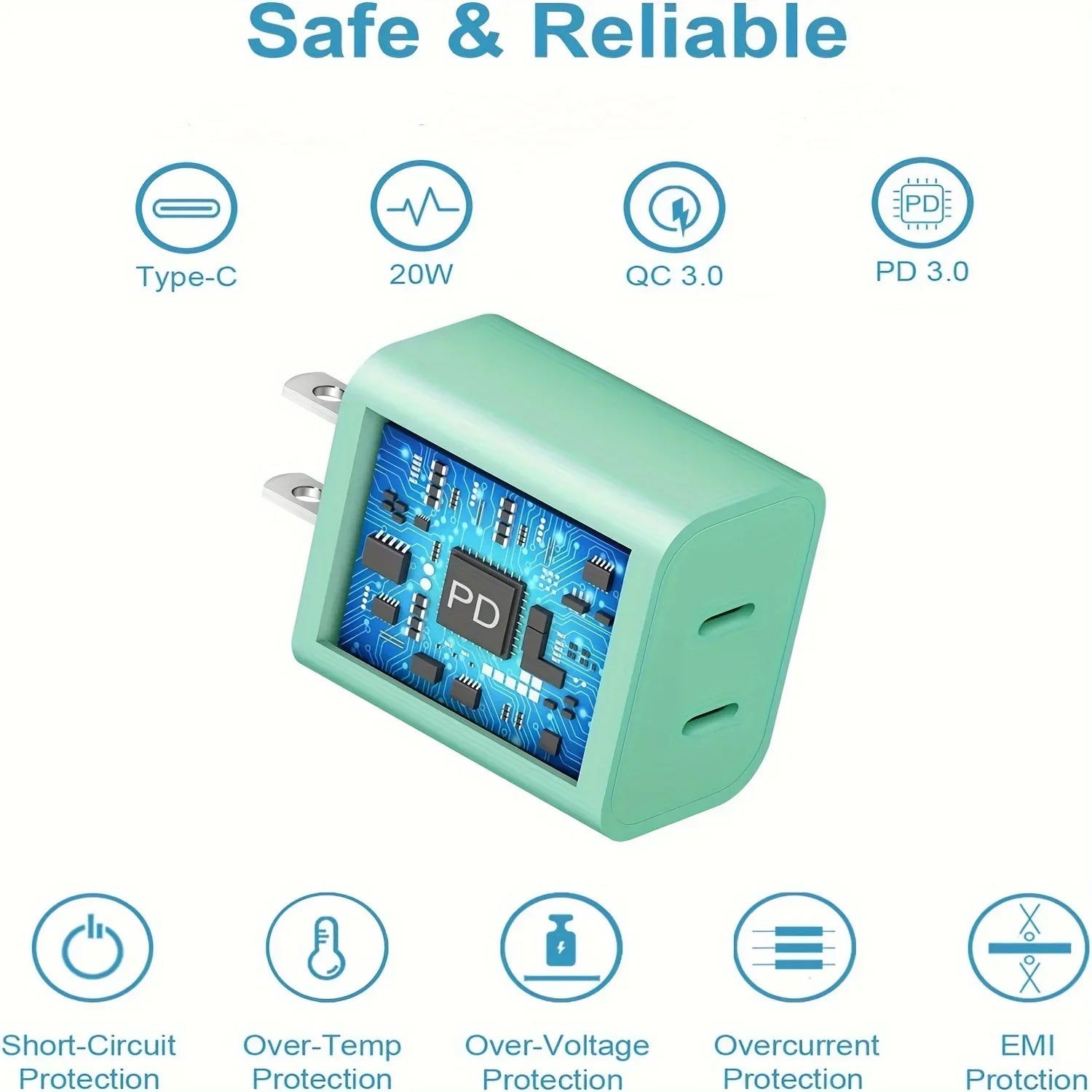 2-Pack For IPhone 15 Charger.