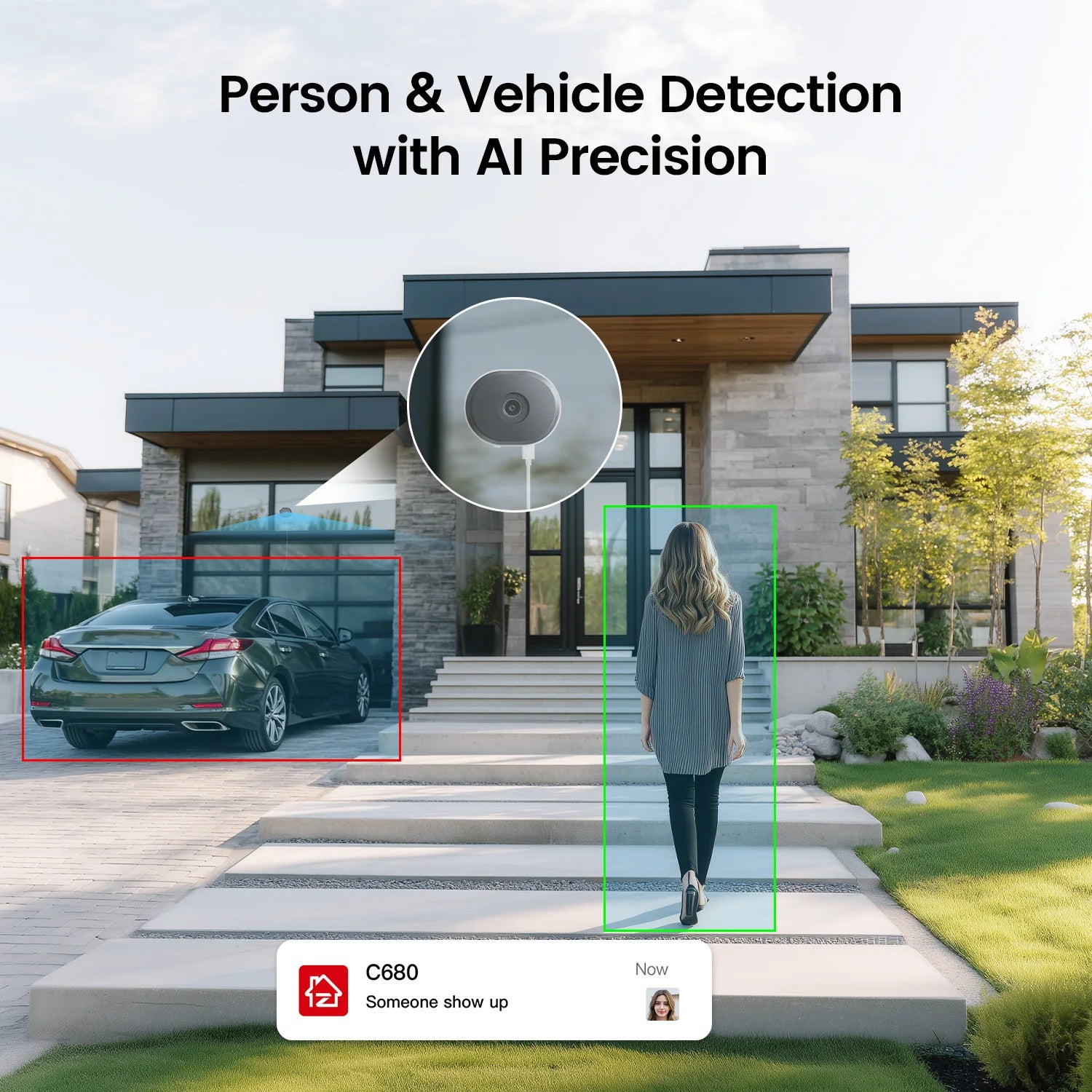 ZOSI C680 3MP Window Security Camera Full Color Night Vision 2K Indoor Plug-in WiFi Surveillance Camera for Home Security