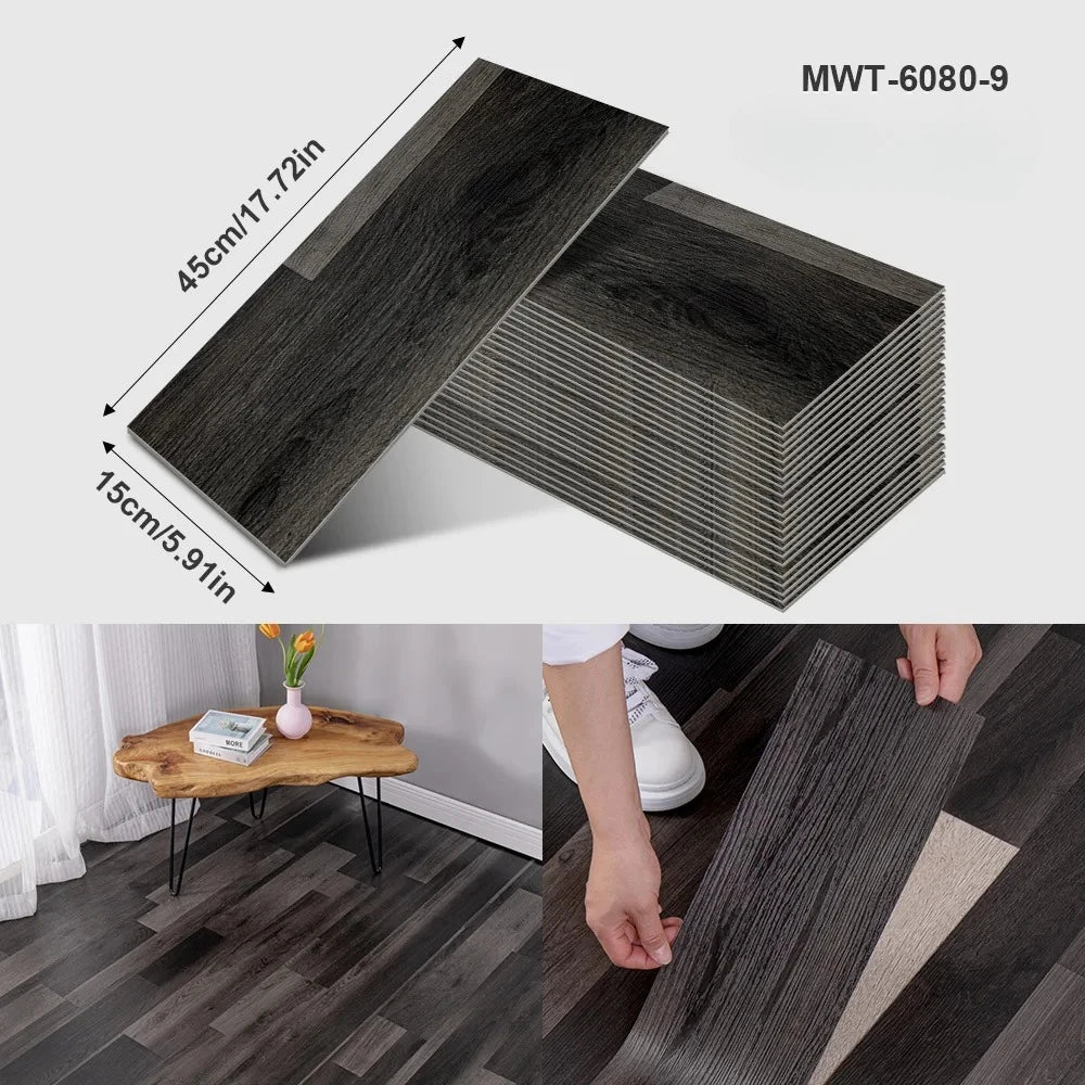 Thicken Wood Grain Floor Sticker Industrial Cement PVC Vinyl Floor Sticker Self-adhesive Waterproof Tile Sticker Home Decor