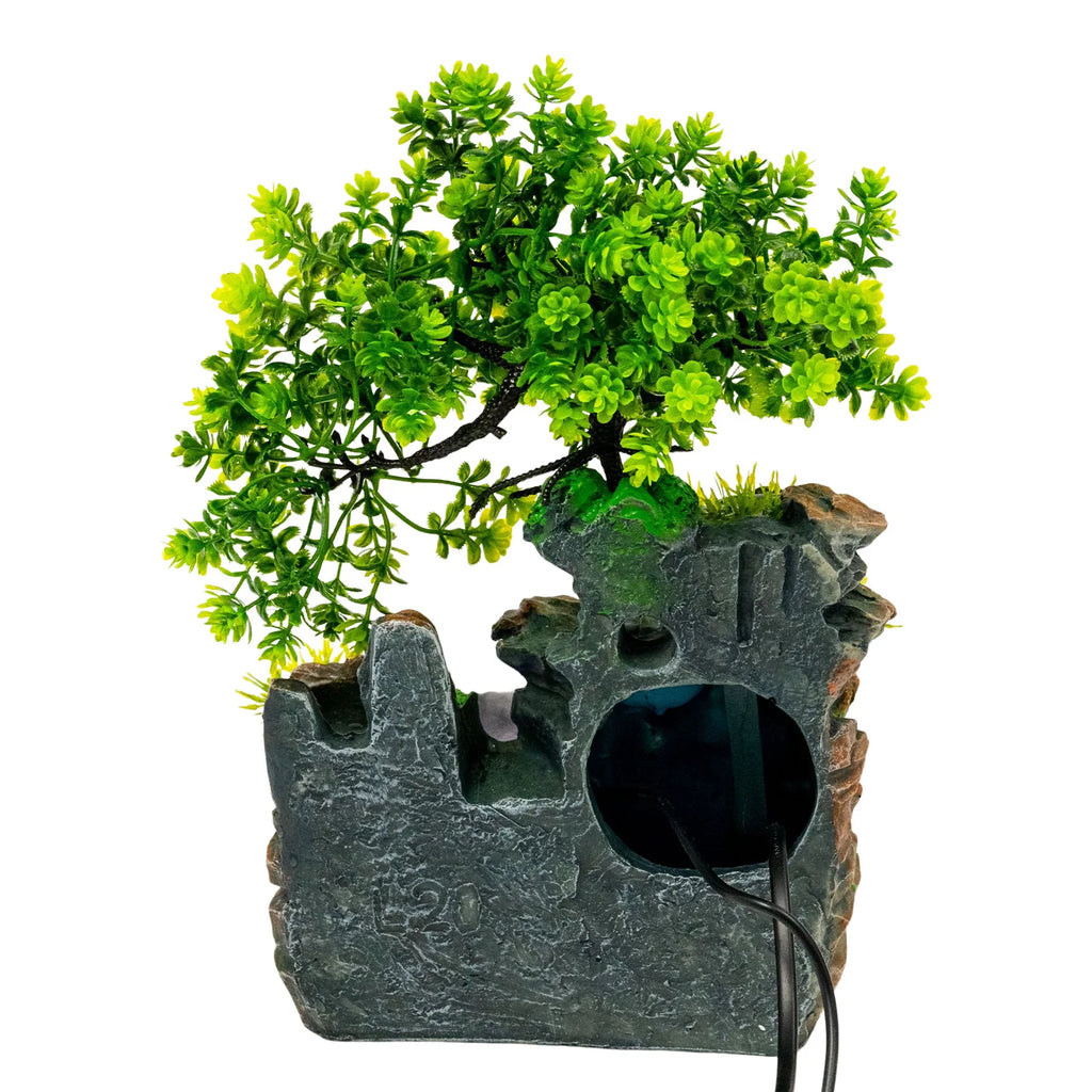 Tabletop Fountain Indoor Water Fountain with Mist Maker Rockery Decor for Living Room Office Desk Zen Decor