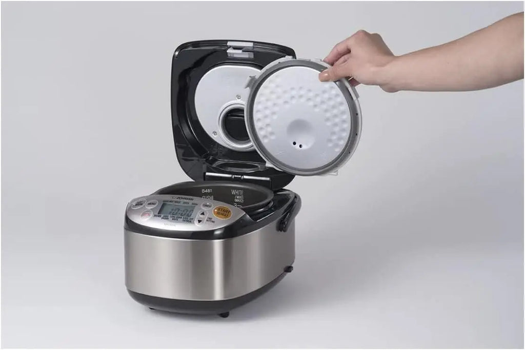 Compact 3-Cup Rice Cooker with Multiple Menu Settings, Stainless Steel, Retractable Cord & Easy Transport