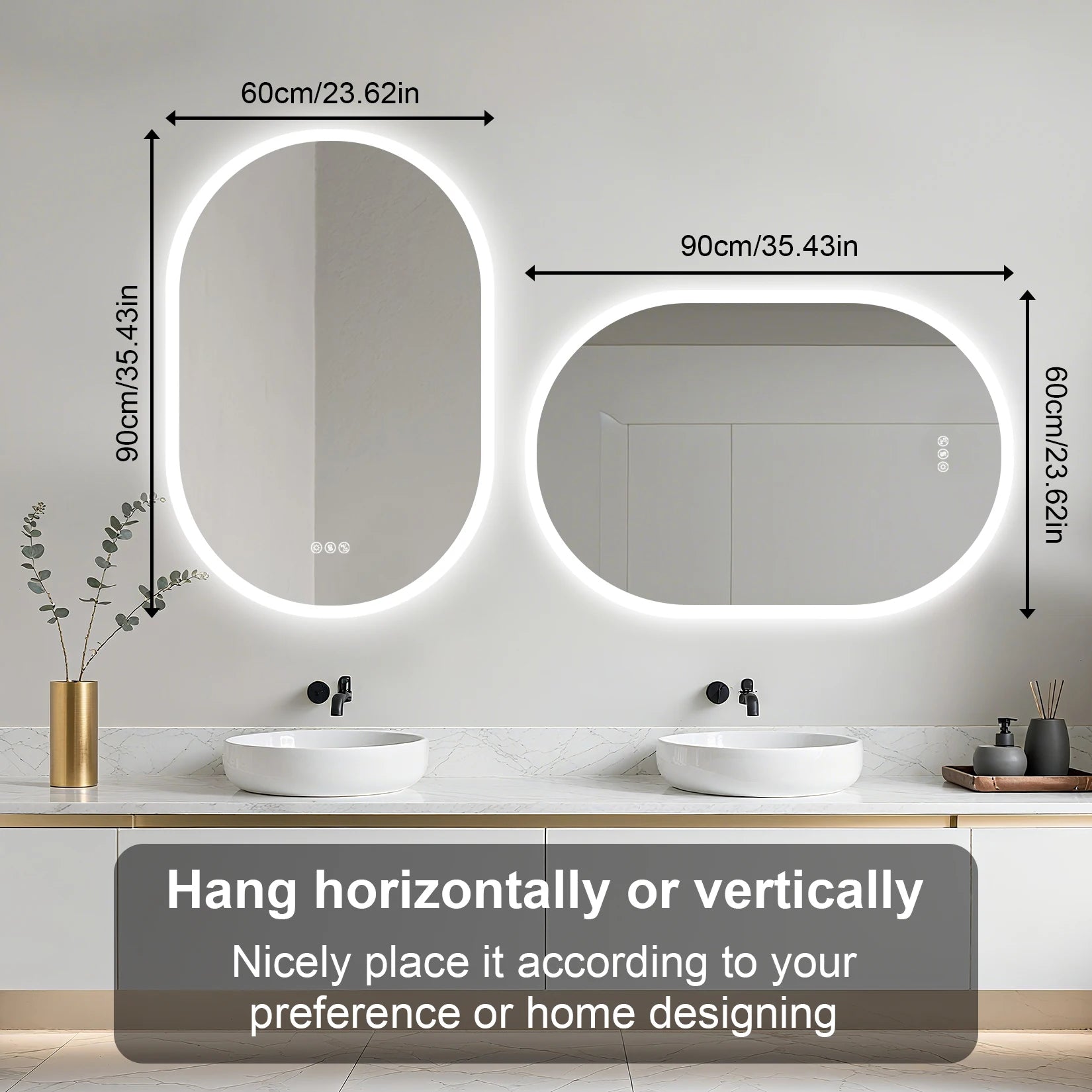 24x35 Oval LED Bathroom Mirror with Lights, Anti-Fog, Bluetooth Speaker, 3 Colors Temperature & Dimmable, Lighted Mirrors