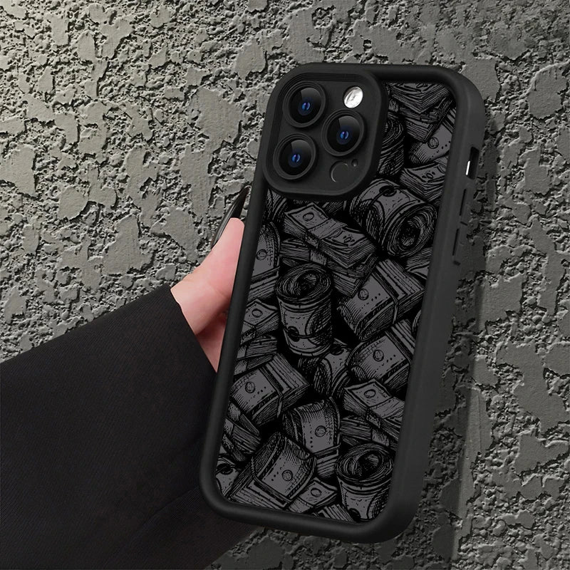 Banknote pattern phone case with soft silicone case.