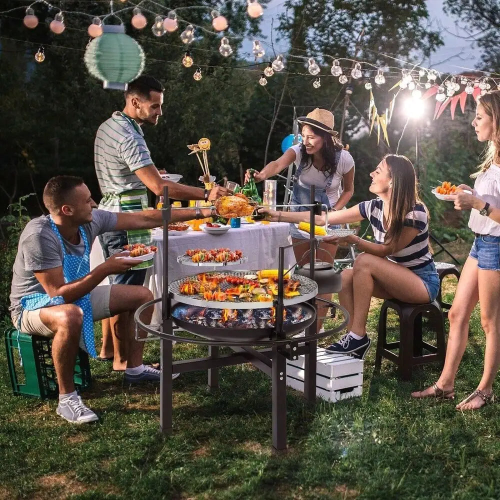 Heavy Duty Cast Iron Charcoal Grill Tabletop BBQ Grill Stove for Camping Picnic