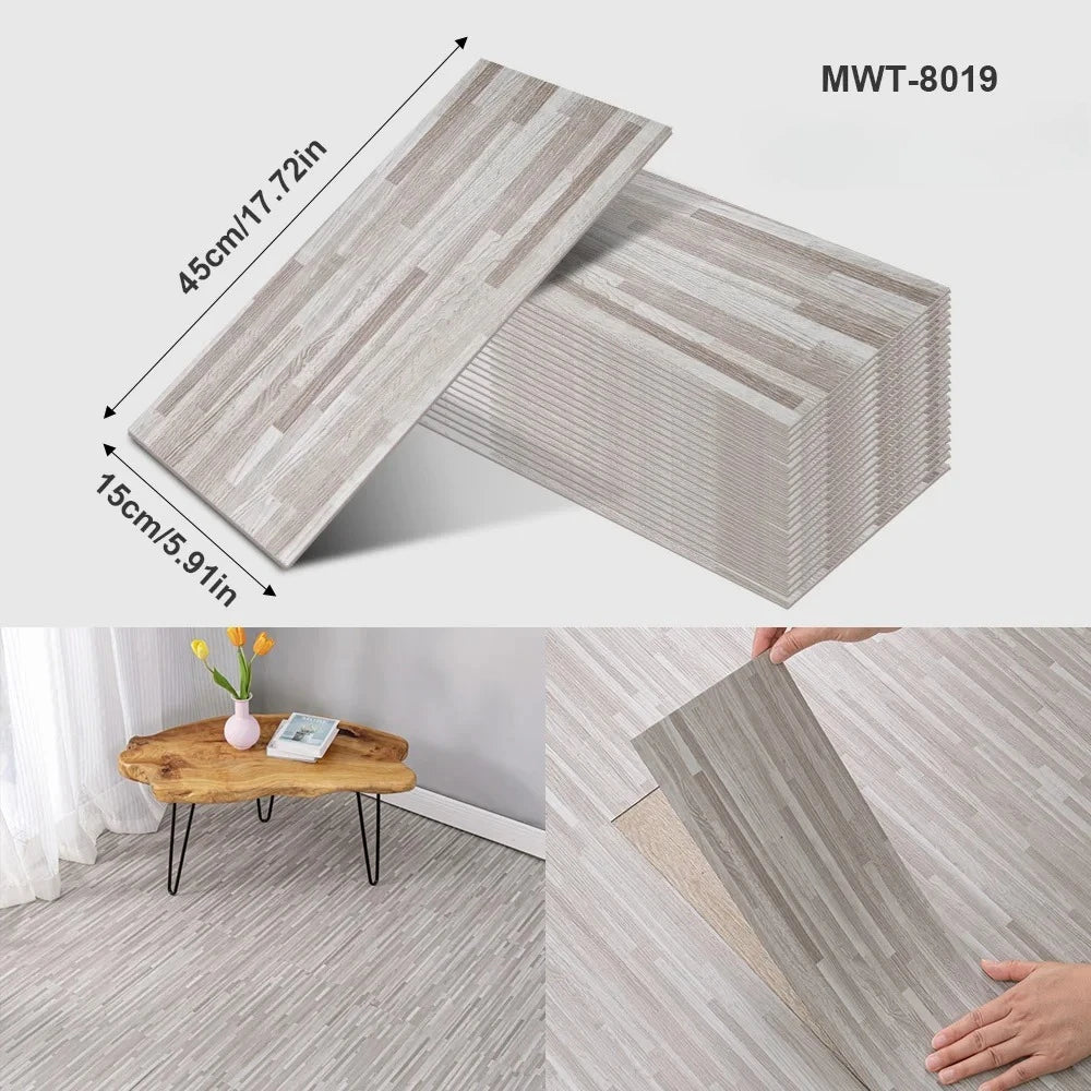 Thicken Wood Grain Floor Sticker Industrial Cement PVC Vinyl Floor Sticker Self-adhesive Waterproof Tile Sticker Home Decor