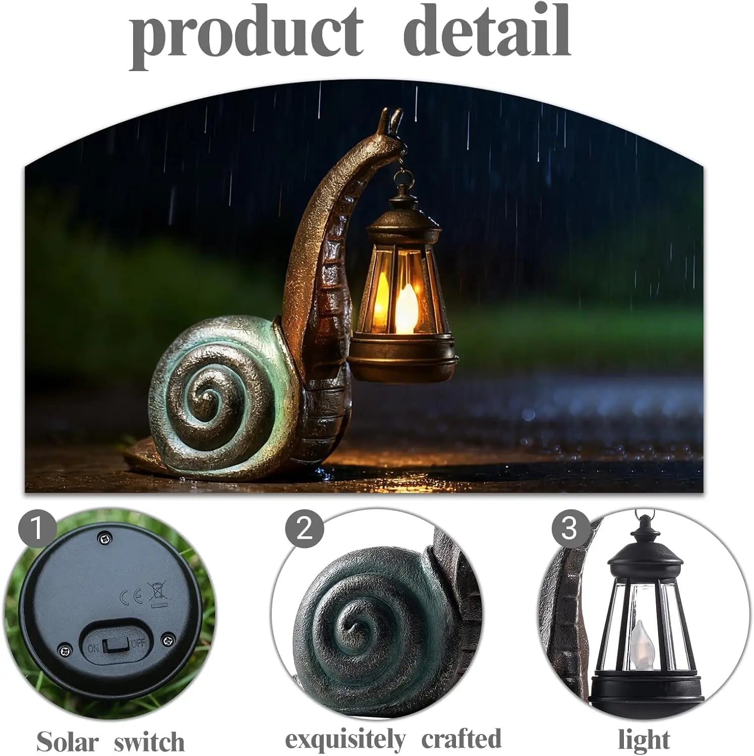 Solar powered Snail Garden Lights Outdoor Decor.