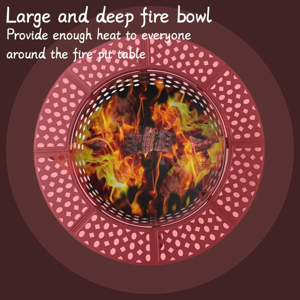 36 Inch Wood Burning Fire Pit with Grills and Tabletop.