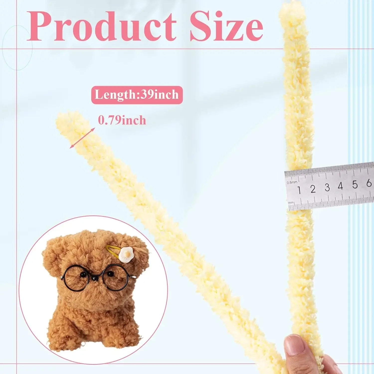 12 Pcs 39 Inches Jumbo colorful Bulk Coral Fleece Fur Thick Pipe Cleaners.