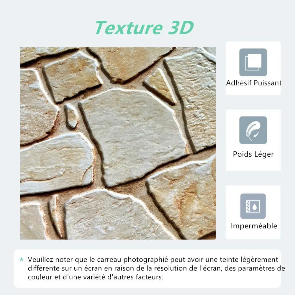 3D Tile Stickers, 3D Faux Stone Textures, Matte, 30cm x 30cm, Water and Mold Resistant.