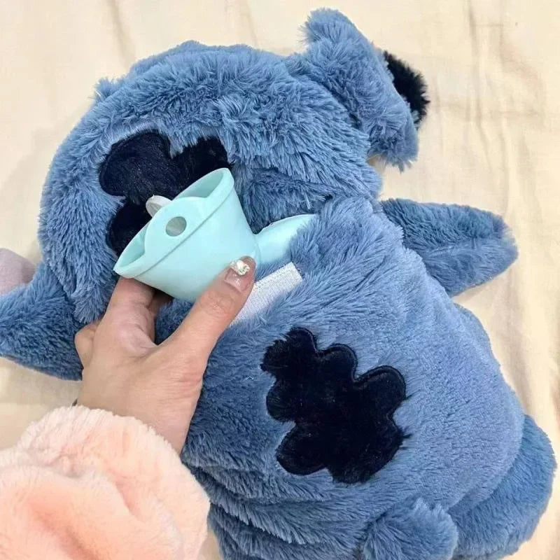 Disney Stitch Plush Hand Warm Bottle Water Bottles Kawaii Soft portable heater.