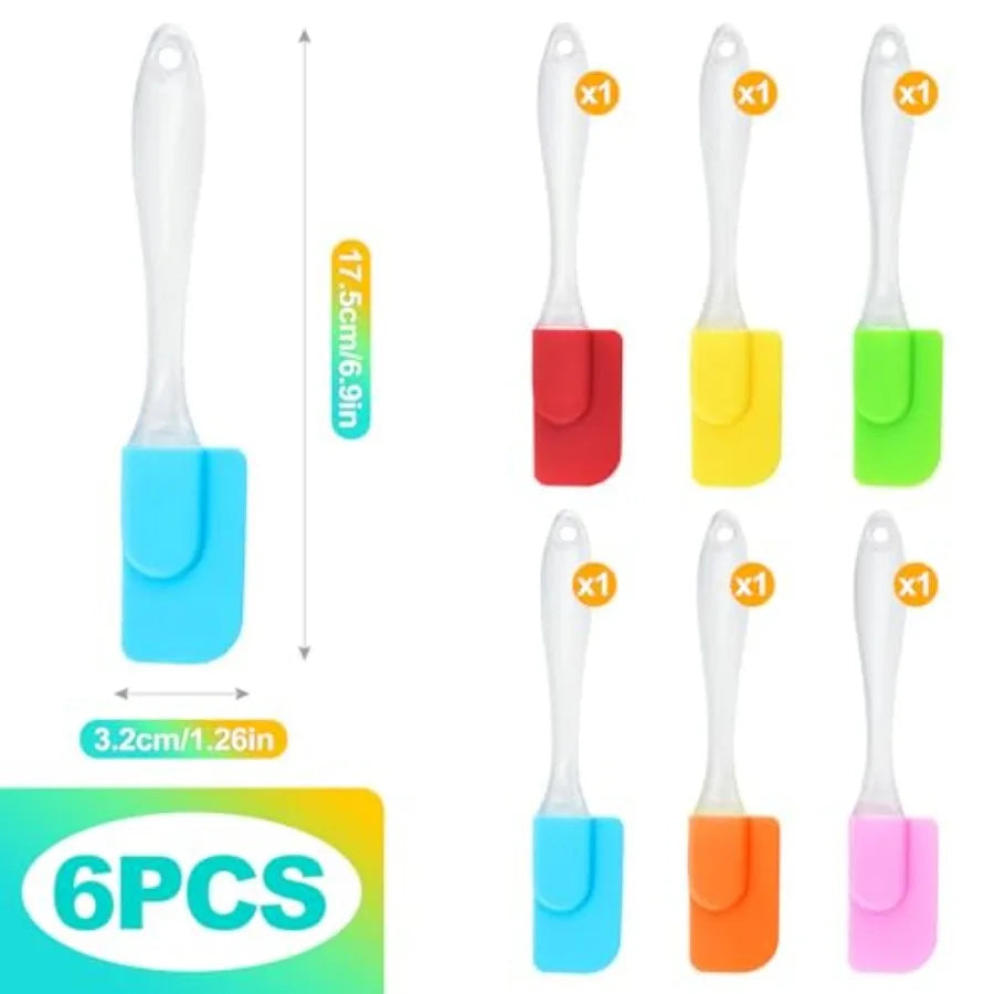 6 Piece Mini Silicone Spatula Set Heat-Resistant and Non-Stick Small Kitchen Gadgets for Baking Cng Mixing Perfect for Scraping