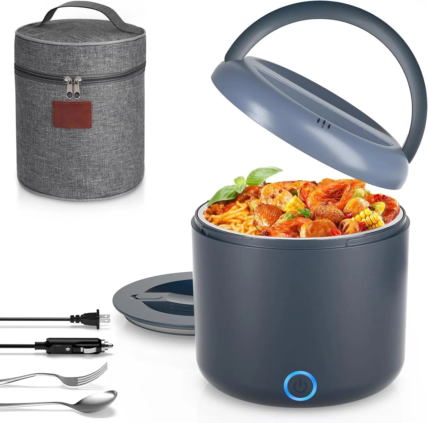 Electric Portable Heated Lunch Box, Stainless Steel Container.