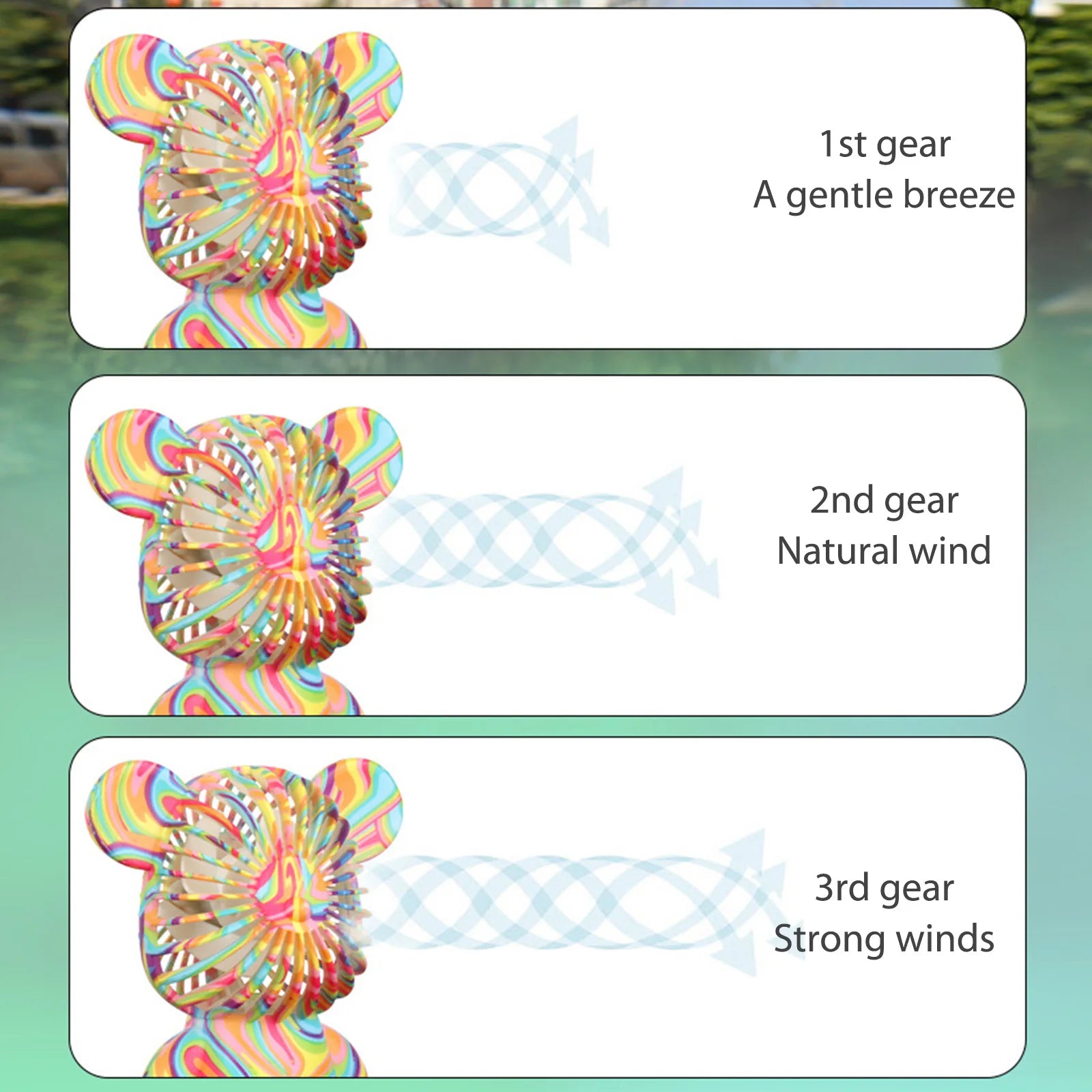 Graffiti Bear  USB Rechargeable Air Cooling Fan  3-speed,